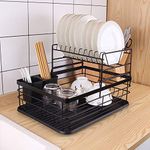 HROY Kitchen Dish Rack Steel |Dish Drainer | Steel Drying Rack with Removable Drain Board, Rack 2-Tier Large,Metal