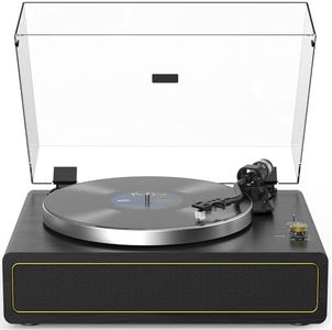Turntable Record Player with Built-in Speakers, Vinyl Record Player Support Bluetooth Playback Auto Stop 33&45 RPM Speed RCA Line Out AUX in All-in-one Belt-Drive Turntable for Vinyl Records Black