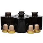 Frandy House Black Glass Diffuser Bottles Round Diffuser Jars with Golden Cork Caps Set of 4 – 2.95 inches High, 100ml 3.4ounce. Fragrance Accessories Use for Diy Replacement Reed Diffuser Sets.