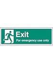 Caledonia Signs 12064G Exit for Emergency Use Only Sign, Rigid Plastic, G: 300 mm x 100 mm