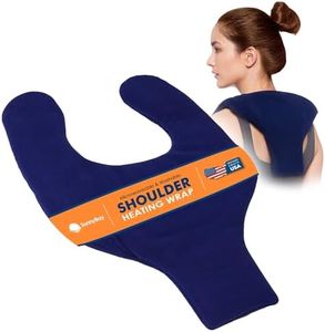 SunnyBay Shoulder and Upper Back Heating Pad, Microwavable Heated Neck and Shoulder Wrap, Weighted Moist Pain Relief Pack with Washable Cover and Flax Seed Filling, Medium, Navy Blue