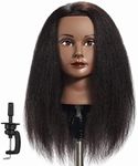 Hairginkgo Mannequin Head - 100% Real Hair Manikin for Hairdresser Training and Styling Practice - With Clamp Stand (1711B0216)