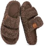 EverFoams Womens Fuzzy Open-toe Sli