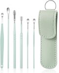 Ash & Roh Ear Wax Cleaner Kit with Reusable Tools, Storage Box, and Stylish Leather Pouch Comprehensive Ear Wax Remover Set with Ear Curette, Spring Ear Buds, and Convenient Storage Solution (PISTA)