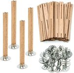 25 Set Wood Candle Wicks Cross Shape 4x0.4inch / 100x10mm, Cross Wooden Wicks w/Iron Stands for Soy Candle Making, Natural Wood Wick Core Handmade Candles Supplies