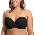 DELIMIRA Women's Underwire Contour Multiway Full Coverage Strapless Bra Plus Size Black 38DD