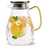 Auxmeware - Heat Resistant Glass Pitcher With Lid And Spout, Glass Iced Tea Pitchers Beverage Pitchers For Fridge, Glass Water Pitcher And Carafe 61oz/1800ml