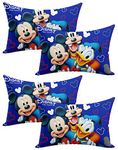 Kuber Industries Disney Team Mickey Print Silk Special Long Crush Pillow Cover- Set of 4, Royal Blue-KUBMART10043