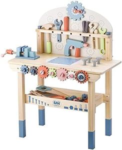 Joydom Tool Bench for Kids Toy Play, Wooden Workbench Workshop Tool Bench with Tools Set, Wooden Construction Bench Toy for 3 4 5 Year Old Boys Girls, 41 Pieces, 23.4 in High