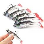 WUWYOUWL Fishing Lure Set, 5Pcs 8cm Soft Bait Head Sea Fish Lures Fishing Tackle Sharp Treble Hook T Tail Artificial Bait (2A)