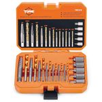 Topme 19PCS Screw Extractor Set With Left Hand Drill Bits, Easy Out HSS Steel Reverse Drill Bit for Removing Damaged Broken Nuts, Bolts