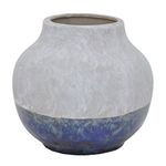 Benzara HRT-13623 8.25" Navy & Grey Ceramic Vase