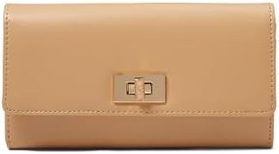 Anne Klein Women's Ak Large Flap Wallet with Enamel Turn Lock, Latte, X-Small