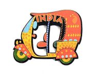 SkyWalker Delhi Wooden Auto Rickshaw Fridge Magnet (Multicolour)