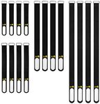 Wrap-It Storage Cinch-Straps (Assorted 16-Pack) Black - Hook and Loop Strap with Write on Label for Easy Cord Identification and Cable Management