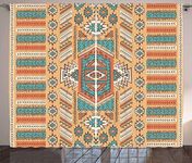 Ambesonne Tribal Curtains Ethnic Aztec Secret Tribe Pattern in Native American Bohemian Style Living Room Bedroom Window Drapes 2 Panel Set 108 W X 90 L inches Apricot Orange and Teal