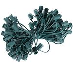 Encoidoz 100FT C9 Light String Christmas Stringer, E17 Light Sockets 12" Spacing, C9 Stringer Set Green Outdoor String Light Strand for Wedding Patio Event Lighting Decor, Green Wire