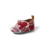 Dearfoams Unisex-Child Lil Slipper, Baby Bear Red/Blue Plaid, US 3-Numeric_6 Infant