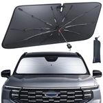 Car Windshield Sun Shade Umbrella - Lamicall [5 Layers Nano Coating][10 Fiberglass Ribs] Foldable Front Window Sunshade, Car Interior Protection, Windshield Cover for Truck (63 x 34 inches)