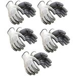 Heavy Duty Reusable Industrial Safety Nylon Anti Cut Resistant Hand Gloves, Grey, 5 Pair for Garden, Industrial, Farming Work