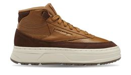 Reebok Classics Women Leather Textile Rubber Club C Double Geo Mid Casual Tennis Shoes WILBRW/BRUBRW/TRUBEI UK-5