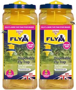 Zero In Ready Baited Disposable Fly Trap - Single-Use Water-Activated Fly Catcher - 4-Week Protection, Easy Setup & Disposal with Hang-Tab - Attracts Flies Up to 10 Metres - Twin-pack