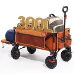 TIMBER RIDGE Festival Trolley, 300L Folding Beach Trolley Cart with Brakes & Adjustable Tailgate, 135kg Capacity Collapsible Wagon with Detachable Wide Wheels for Outdoor Camping Garden, Orange