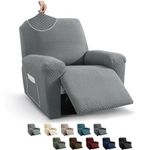 MAXIJIN Newest Recliner Slipcovers for Living Room 4 Pieces Stretch Jacquard Recliner Chair Cover Soft Fitted Recliner Protector with Elastic Bottom for Kids, Pets (Recliner, Light Gray)