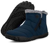 Hsyooes Womens Mens Barefoot Shoes Snow Boots Wide Width Toe Box Waterproof Slip on Winter Boots Outdoor Fur Lined Sneakers with Arch Support & Zip,43 Dark Blue