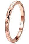 THREE KEYS JEWELRY Womens Rings Unique Rose Gold Tungsten Carbide for Man 2mm Ring Wedding Band Gifts Bands Rings for Women Size 8.5