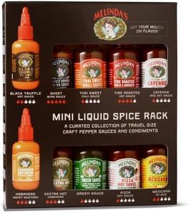 Melinda’s Mini Liquid Spice Rack - Gourmet Hot Sauce Gift Set - Travel Friendly Mini Hot Sauce Bottles of Black Truffle, Ghost Pepper, Green Sauce, Mexicana, Pizza Hot Sauce & More - 2 oz, 10 Pack
