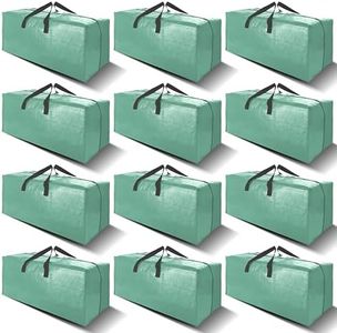 VELVETSURE 12 Pack Heavy Duty Large Moving Bags W/Backpack Straps - Strong Handles & Zippers, Storage Totes For Space Saving, Fold Flat, Alternative to Moving Box and Storage Bin, Teal