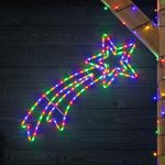 Christow Shooting Star Christmas Light Flashing Multi Coloured LED Decoration, Rope Light Silhouette, Indoor Outdoor Wall Window, Mains Operated (W107cm x H40cm)