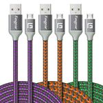 Micro USB Charger Cable, Fasgear 3 Pack 10ft/3m Long Nylon Braided Fast Charging Cord Compatible Samsung Galaxy S7 S6 Edge J7, HTC, Nexus, LG, Sony, PS4 and More Android Devices (Purple,Orange,Green)