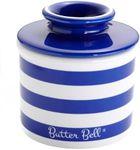 Butter Bell - The Original Butter Bell Crock by L Tremain, a Countertop French Ceramic Butter Dish Keeper for Spreadable Butter, Nautical Blue and White Stripe (Nautical Blue)