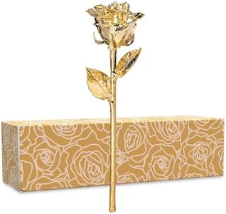 Fantasy Rose 24K Gold Dipped Rose, Unique & Everlasting Real Hand Dipped in 24K Gold Rose, 11” to 12”