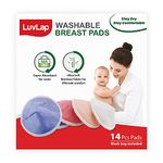 LuvLap Natural Bamboo Washable Nursing Breast Pads for Breast Feeding Mothers, Beautiful Pastel Shades, Contoured Shape for snug fit, Nipple Pad, Includes Laundry Bag, Super Absorption, 14Pc