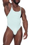 JJ Malibu Men’s Sexy Athletic Wrestling Singlet Leotard Bodysuit One-Piece Underwear Briefs,ArcticBlue,Small