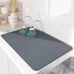 Inferno 40x50 Cms Water Absorbent Drying Mat for Kitchen Utensil | Kitchen Dish Drying Mat for Kitchen Large Size | Kitchen Essential Mat for Home (Grey) (Pack of 2)