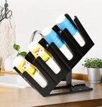 Cup and Lid Holder: 4 Compartment Upright Coffee Cup Dispenser Condiment and Cup Storage Organizer Paper Cup Dispenser Storage Holder (Black)