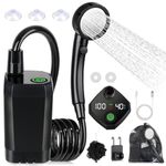 Portable Shower for Camping, [Long-Lasting] Spopal 6000mAh Rechargeable Camping Shower with Intelligent LED Display, 4 Spray Modes, IPX7 Waterproof Outdoor Shower Kit for Hiking, Travel, Car (Black)