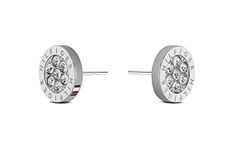 Tommy Hilfiger Jewelry Women's Stainless Steel Stud Earrings Embellished with Crystals - 2780565