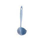 2 in 1 Kitchen Soup Ladle,Long Handle Plastic Strainer,Skimmer Straining Spoon for Hot Pot,Slotted Spoon,Round Filter Colander Spoon with Hanging Hole for Kitchen Tableware(Blue)