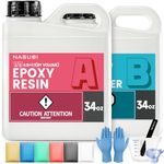 NASUBI 68Fl.oz/1.93L Clear Epoxy Resin Set - Upgraded High Gloss Epoxy Resin and Hardener, Minimal Bubbles, UV Resistant, 2 Part Casting Resin Kit for Mold, Wood, Jewelry with Silicone Cups, Sticks