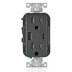 Leviton USB 5.1A Type A/Type-C Leviton Decora 15A Receptacle in Black