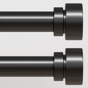 Lootkell 2 Pack Modern Black Curtain Rods Set for Windows 72 to 144 Inches Adjustable Length Heavy Duty 1" Diameter Window Curtain Rod with Decorative Finials for Outdoor Bedroom Kitchen Living Room