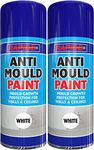 Q&H 400ML Anti Mould Spray White Matt Paint Molds Killer - Treat Damp Walls Black Stain Removal Paints Stop Moulds Growth - Protect Wall & Ceiling Fungus Algae Basements, Bathrooms, Kitchen (2)