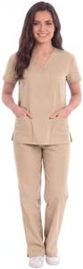 Just Love 22246V-1X Khaki Women's Scrub Set/Medical Scrubs