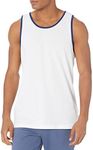 Amazon Essentials Men's Regular-fit Tank Top, White/Blue, Medium