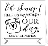 25 Black and White Wedding Hashtag Signs, Vintage Table Top Place Cards or Photo Booth Oh Snap Sign, Quotes for Wedding, Wedding Reception or Ceremony Decor